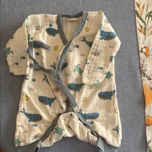 Viverano Organic Cotton Blue Whale Print Kids Pajamas